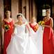 jefferson city missouri wedding photographer: bride and her bridesmaids in red